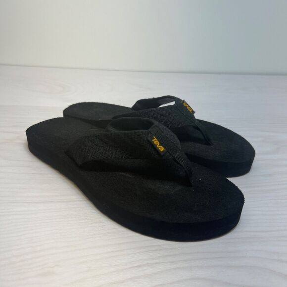 WOMENS SIZE 6 BLACK TEVA MUSH II FLIP FLOPS SANDALS 4198 - Picture 1 of 10